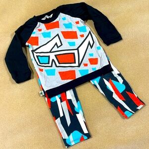 INCHWORM ALLEY TODDLER BOYS 100% ORGANIC COTTON 3D EYEGLASSES JOGGER SET SIZE 3T